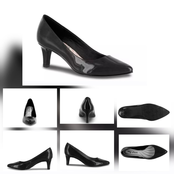 Easy Street Pointed Pumps Stiletto Heels 7 EXTRA WIDE - BLACK - Picture 2 of 14